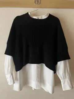 mizuiroind ミズイロインド　ショートベスト　ニット　黒