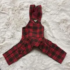 BUL BU-BU 赤と黒のチェック柄犬用オーバーオール