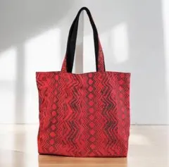【美品】レディース トートバッグ レッド 婦人 マチありのサムネイル