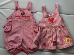 レトロ オールド ミキハウス クマ ジャンスカ 80 90 ワンピ つなぎ