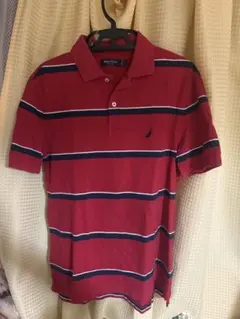 NAUTICA ボーダー ポロシャツ レッド Sのサムネイル