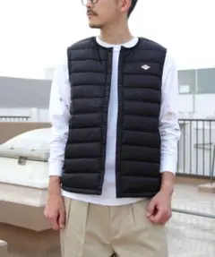 2025年度版　DANTON ラウンドネックダウンベスト　チャコールグレーM