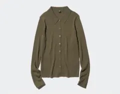 ユニクロ　メリノリブポロカーディガンM