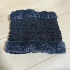 グレー ケーブル編み ネックウォーマー