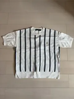 フレッドペリー 半袖ニット ストライプ ホワイト