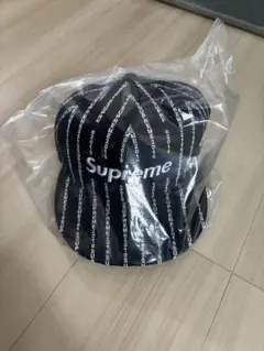 Supreme Text Stripe New Era Black 7 3/8