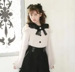 激レア♡LIZ LISA リズリサ アーガイル柄 長袖 ニット レース切替 M 