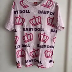 BABYDOLL 半袖Tシャツ ピンク 総柄 クラウン Mサイズのサムネイル