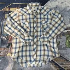 70s 80s ビンテージ　オンブレウエスタンシャツ アメカジ　グランジ　古着