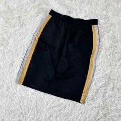 【c5049】ROXY 膝丈スカート　タイト　ブラック　ウエストゴムのサムネイル