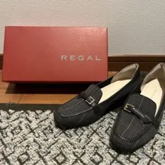 REGAL グレー チェック柄 ローファー 中ヒール