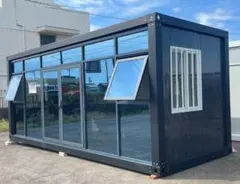 3x6x2.8m勾配屋根三連結 セットバック プレハブ 事務所 コンテナハウス 