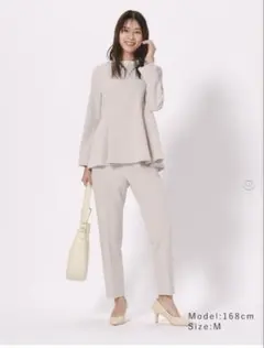 PLST フリルカラー2WAYペプラムセットアップ　ベージュ　Sサイズ