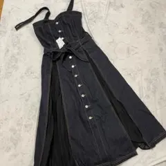 【新品】訳あり リゼクシー　デニム プリーツ 切替ジャンスカ　インディゴ　フリー