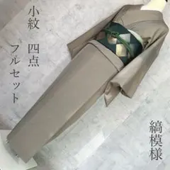 単衣　大島紬　着物　小紋　フルセット　正絹　バチ衿　お洒落　クリーム色　F6 単衣 大島紬 着物 小紋 フルセット 正絹 バチ衿 お洒落 クリーム色 F6