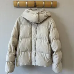 【M】GU ヒートパデッドブルゾン フード付き ダウンジャケット ナチュラル