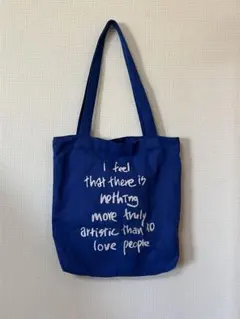 青色 メッセージプリント トートバッグ