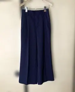 GU レディース ストライプ柄 ネイビー　スラックス