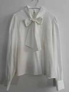 GRLドッキングボウタイ アイボリー 長袖ブラウス