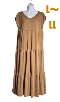新品　大きいサイズにも！Vネック ティアードワンピース L~3L
