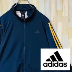 adidas フルジップ トラックジャケット ネイビー ロゴプリント 3本線
