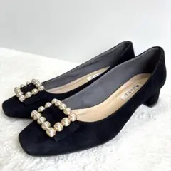 DIANA ダイアナ　パンプス　スウェード　パール　ゴールド　バックル　23.5