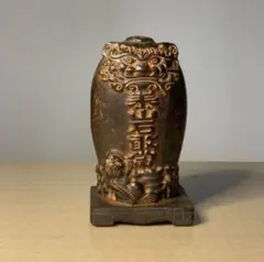 中国古美術　竹根彫　筆筒　，「一帆風順」時代を経た深い艶のある逸品！ 中国古美術 竹根彫 筆筒 ，「一帆風順」時代を経た深い艶のある逸品