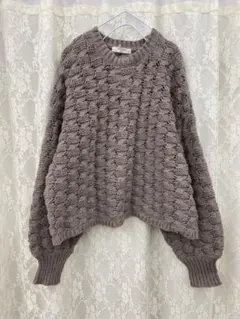 新品★サマンサモスモス blue ★ケーブルニットプルオーバー★モカ