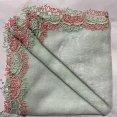 近沢レース　ミントグリーン タオルハンカチ（マカロン）