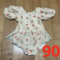 【未使用品】お花柄　水着　ワンピース水着　90