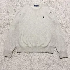 ポロラルフローレン　裏起毛メンズトレーナー　Sグレー男女兼用ワンポイントロゴ