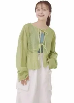 LOWRYS FARM メッシュカーディガン グリーン Fのサムネイル