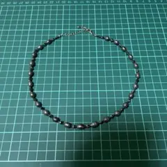 の*。様 黒のビーズネックレス 長さ調整可能
