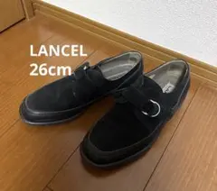 LANCEL ランセル　紳士靴 黒　ブラック　スエード　ベルト　靴　26のサムネイル
