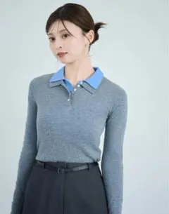 snidel Sustainableレイヤードポロニットプルオーバー