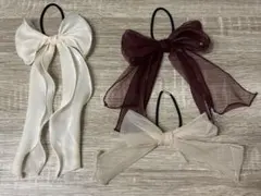 シフォンリボンヘアアクセサリー 3個セット