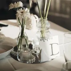 パールチェーン20本&卓上ミラー15枚（直径25mm）結婚式　コーディネート