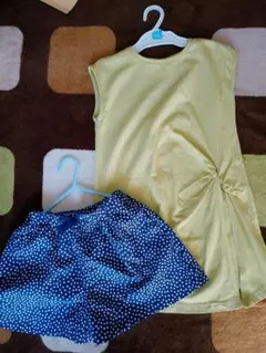 GU♡UNIQLO♡２枚セット♡ねじりポイントワンピ&ドットパンツ