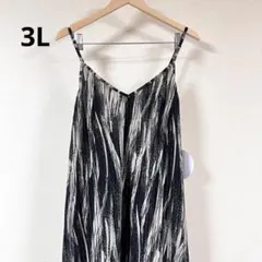 しまむら プリーツキャミワンピース 3L ブラック