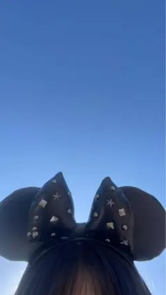 スタッズ付きブラックミニーマウス耳カチューシャ