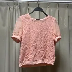 半袖 花柄 レース シアートップス