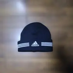 90 00s 美品 ADIDAS アディダス　ビーニー　ニット帽　刺繍ロゴ