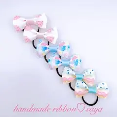ハンドメイド　キッズリボンヘアゴム6個セット