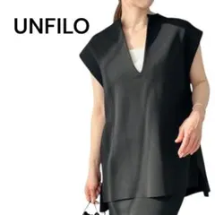 E924 UNFILO ニット セーター 「洗える・軽量」フォルムニットジレ M