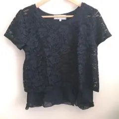 タグ付　ROPÉ PICNIC ネイビー レース 半袖トップス 38