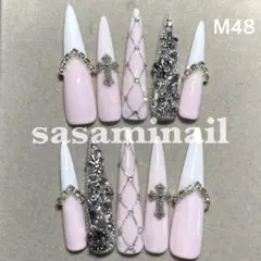 ギャル 白フレンチ クロム スナ系 ワンホン ロング 埋めつくし ぴんく