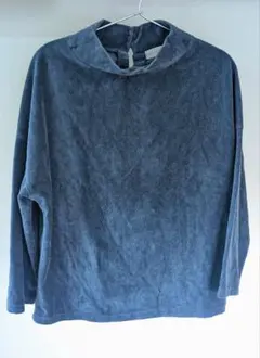 ダークブルー コーデュロイ ハイネック 9部丈