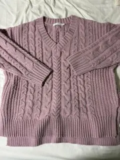 AMERICAN HOLIC ケーブル編みVネックセーター M