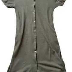 オリーブグリーン 半袖シャツワンピース