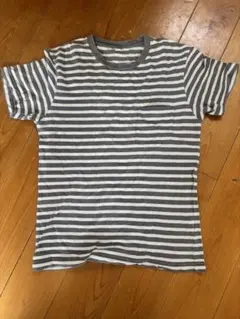 UNIQLO ボーダー ポケットTシャツ グレー Sサイズ